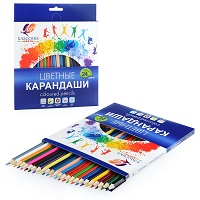 Карандаши " Луч " 24цв шестигранные, деревянные, картонная упаковка