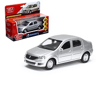 Машина металл "RENAULT LOGAN"12см, открыв. двери, инерц, серебристый, в кор. Технопарк в кор.2*36шт