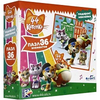 44 Котенка.Пазл. 36Эл.Устроим шоу. +наклейки.04966