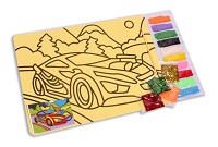 РАСКРАСКА ПЕСКОМ И БЛЕСТКАМИ 19х26 см. БЫСТРАЯ МАШИНКА (Арт. Р-8856)