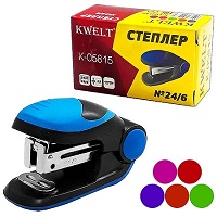 Степлер мини №24/6, 26/6 на 25л " KWELT " 50скоб пластиковый, противоскользящая резиновая вставка, о