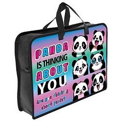 Папка менеджера А4 ПТ-14-4 ЭМОДЗИ ПАНДА диз.2сторон,ручка-тесьма арт.87509 (1/12шт)