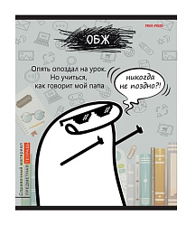 TM Prof-Press Тетрадь КЛЕТКА 48л. ОБЖ «Школьные мемасики» (48-9656) стандарт, тиснение холст