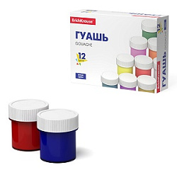 Гуашь " Erich Krause " Basic 12цв*17мл, картонная упаковка