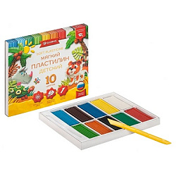Пластилин " Глобус " Детский классический повышенной мягкости 10цветов 150грамм,картонная упаковка