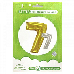 Шар фольгиниров.фигурн. золото,серебро 40*100см." ЦИФРА "7"арт.102605-7 (1/100шт)