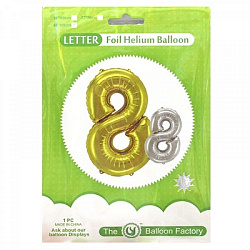 Шар фольгиниров.фигурн. золото,серебро 40*100см." ЦИФРА "8"арт.102605-8 (1/100шт)