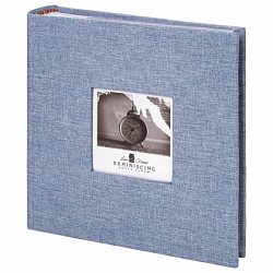 Фотоальбом BRAUBERG "Джинс" на 200 фото 10*15 см, ткань, бумажные страницы, переплет, бокс, 391173