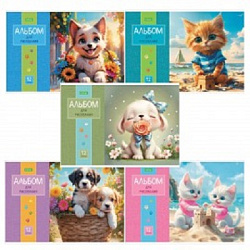 Альбом А4 12л " Hatber " ECO Пушистые мордочки, на скобе, обложка - мелованная бумага, блок-офсет- 1
