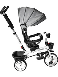 Велосипед трёхколесный с ручкой НЕПТУН (колеса пластик 10"/8" поворот.сиденье) серый (Арт. ВЛ-0616)