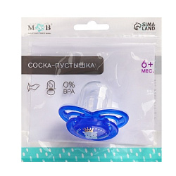 Соска- пустышка ортодотническая «Мишка» с колпачком, +6 мес., голубой   9844206