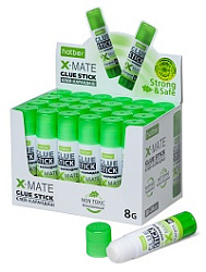 Клей-карандаш " Hatber " X-Mate  8гр картонный дисплей