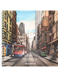 Скетчбук 40л. ГОРОДСКОЙ ПРОСПЕКТ (40-0312) греб. сбоку,обл. мел. кар, бл-крафт, мат.л,выб.л, 190х190