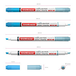 Текстовыделитель двусторонний, скошенный наконечник, 0,6-3,3мм, неон/пастель, голубой, Visioline V-1