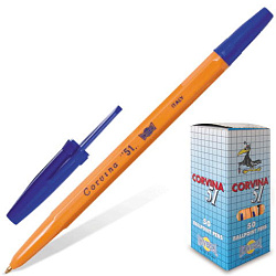 Ручка шариковая " Corvina 51" синяя 1,0мм длина стержня 152мм, желтый корпус, колпачок синий