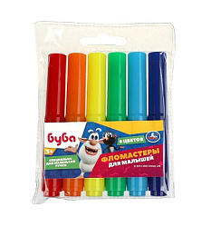 Фломастеры для малышей, толстые, 6 цв., БУБА Умка в кор.12*24наб