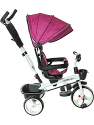 Велосипед трёхколесный с ручкой НЕПТУН (колеса пластик 10"/8" поворот.сиденье) розовый (Арт.ВЛ-0618)