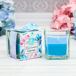 Свеча арома в квадратном стакане "Безоблачного счастья", 5,1 х 5,4 см   2890189         