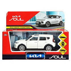 Машина металл KIA soul длина 12 см, двери, багаж., инерц, белый, кор. Технопарк в кор.2*36шт