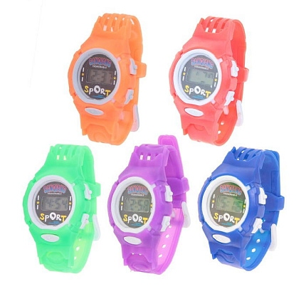 Часы наручные детские, электронные, с силиконовым ремешком, циферблат круг объем,цвета микс 839203
