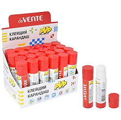 Клей-карандаш " deVente " 9гр, основа PVP, быстросохнущий, картонный дисплей, 10702070/100724/323786
