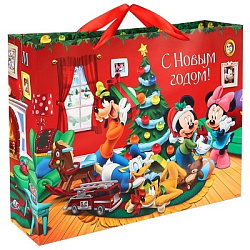 Пакет подарочный новогодний «С Новым годом!», 31×40×11.5 см, упаковка, Микки Маус