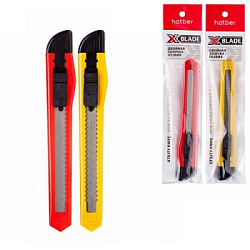 Нож канцелярский " Hatber " X-Blade push-lock 9мм, с механической системой фиксации лезвия push-lock