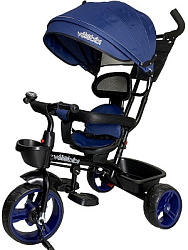 Велосипед трёхколесный с ручкой НЕПТУН (колеса пластик 10"/8" поворот.сиденье)синий (арт. ВЛ-5084)