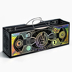 Пакет подарочный под бутылку с тиснением «Поздравляю», Мстители, 35.5×12.5×9 см