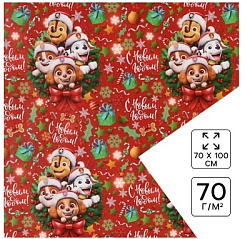 Бумага упаковочная «Новый год» 70 х 100 см, Щенячий патруль