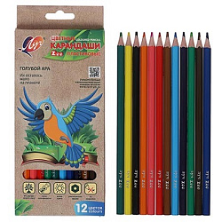 Карандаши цветные пластиковые Zoo 12цв " Луч " шестигранные, картонная упаковка, европодвес