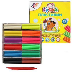 Пластилин " Луч " Кроха 12цв плавающий, со стеком, картонная упаковка