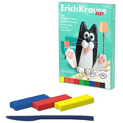 Пластилин " Erich Krause " Baby 10цв, 130г, мягкий, со стеком, картонная коробка