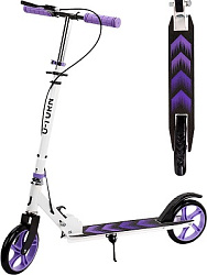 Самокат 2-х колесный TURN(колеса PU 180мм, 80*10*75-102см, до 80кг)белый с сиреневым (арт. СМК-5586)