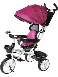 Велосипед трёхколесный с ручкой НЕПТУН (колеса пластик 10"/8" поворот.сиденье) розовый (Арт.ВЛ-0618)