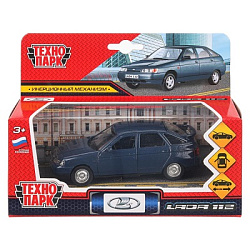 Машина металл ваз-2112 12 см, двери, багаж, темно-серый, кор. Технопарк в кор.2*36шт