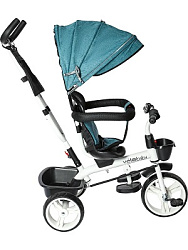 Велосипед трёхколесный с ручкой НЕПТУН (кол. пластик 10"/8" поворот.сиденье) бирюза (Арт.ВЛ-0617) ЧЗ