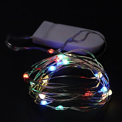 Гирлянда светодиодная роса 20 л. на плоских батарейках цветная