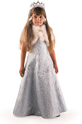 176 Карнавальный костюм "Снегурочка Жемчужная " дет. (платье, манто + корона) р. 36 176-36