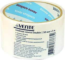 Скотч " deVente " 50мм*5м толщина 1мм, двухсторонний, белый, полипропилен, без индивидуальной упаков