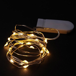 Гирлянда светодиодная роса 20 л. 2 м  на плоских батарейках тёпло-белая