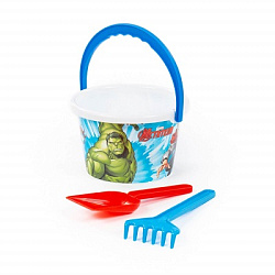 Набор MARVEL «Мстители» №1: ведро среднее с наклейкой, лопатка, грабельки