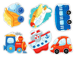 Пазлы контуры "Транспорт" 6 фигурок Baby Toys (мягкие) арт.05488