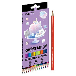 Карандаши цветные деревянные Ghost Meow 12цв " deVente " 2М шестигранные, картонная упаковка, европо