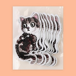 Термоаппликация кошка 9,7*4,5см (фас 10шт цена за шт) серый 3033280