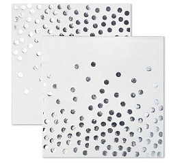 Сервировочные салфетки, Серебристые конфетти, Белый/Серебро, Металлик, 33*33 см, 12 шт.