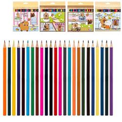 Карандаши цветные деревянные Капибара 24цв " Basir " шестигранные, картонная упаковка, европодвес