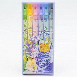 Текстовыделитель двухсторонний набор 6цв FLORAL ПАСТЕЛЬ арт.968 (1/24/72/288наб)