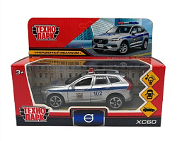 Машина металл свет-звук VOLVO xc60 ПОЛИЦИЯ 12 см, двер, баг, инерц, кор. Технопарк в кор.2*36шт