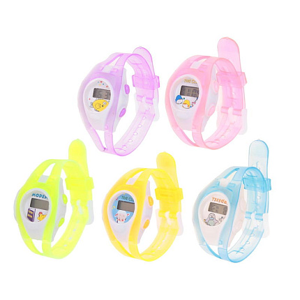 Часы наручные детские, электронные, с силиконовым ремешком прозрачный, цвета микс   839216